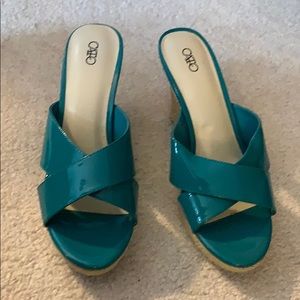 Cato turquoise espadrilles wedges